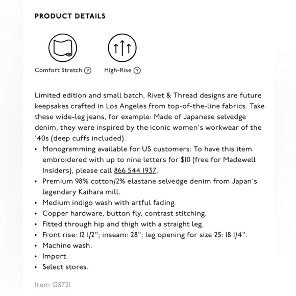 Madewell x Rivet & Thread Worker Legendary Japanese Selvedge Jeans - Picture 11 of 12